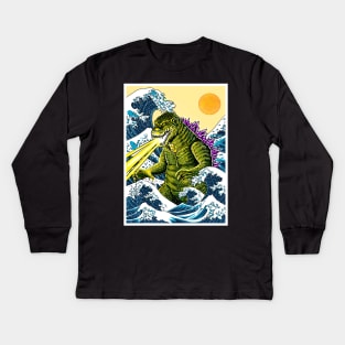 The Great Godzilla off Kanagawa Kids Long Sleeve T-Shirt